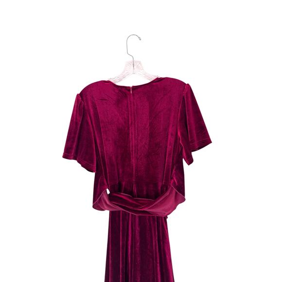 Ivy City Co. Red Holiday Christmas Party Festive Velvet Midi Dress Medium - Picture 6 of 12